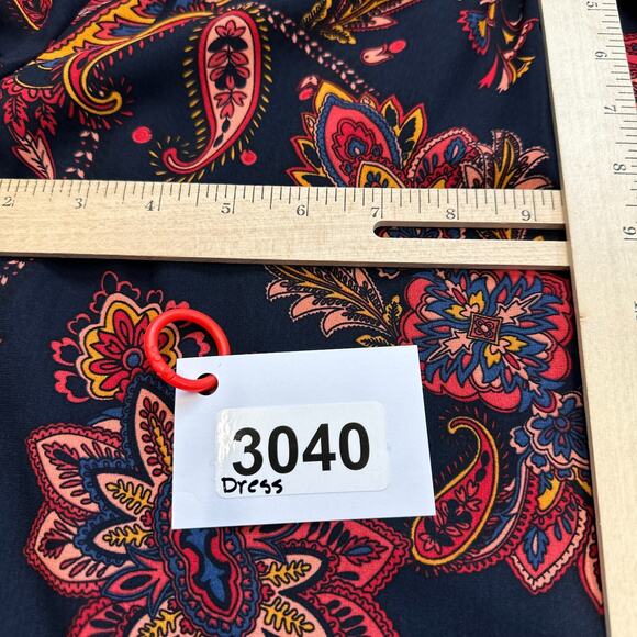 Loft Boho Dress Small Paisley Print Tie Neck Fall Long Sleeve Mini Romantic - Picture 8 of 9